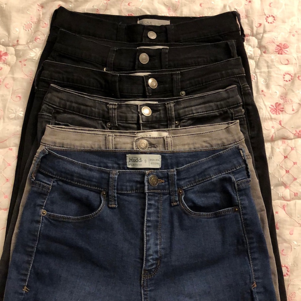 6 Pairs Mudd FLXstretch High Rise Jeggings sz 9
